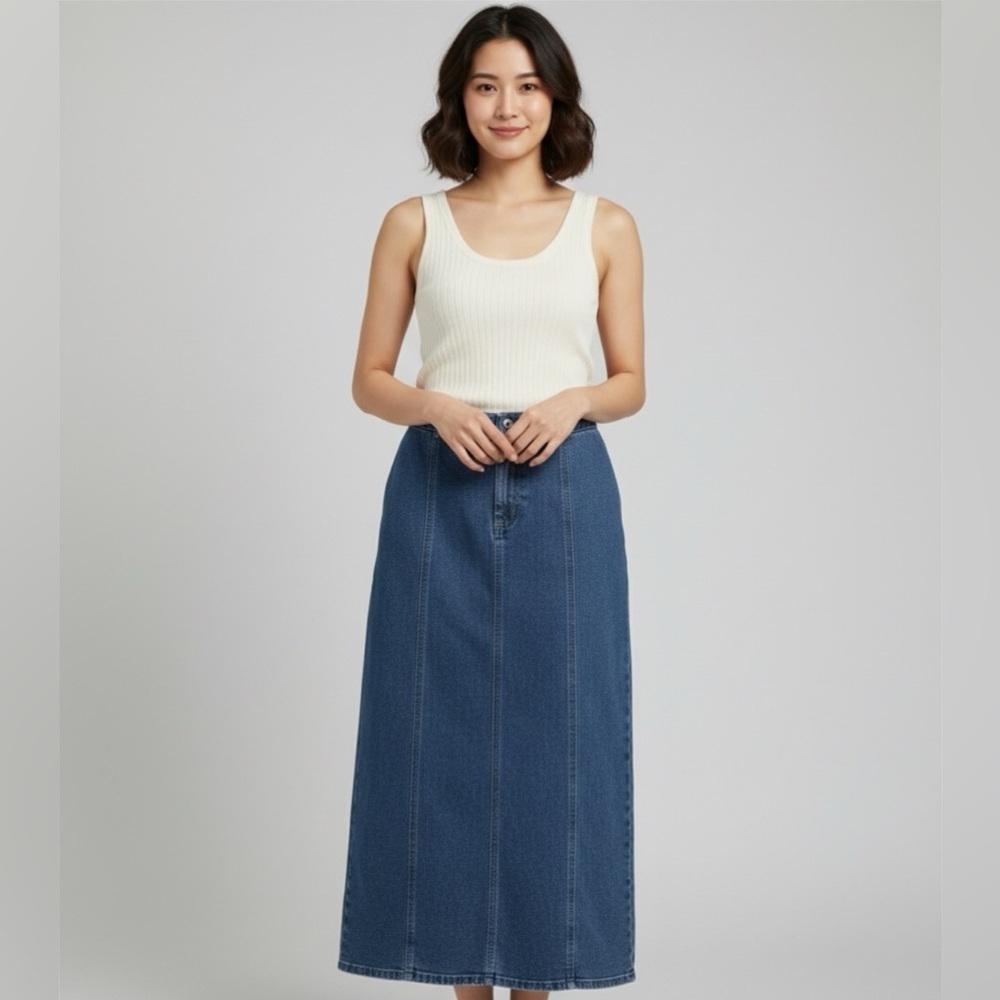 Modern Citizen Women’s Pencil Maxi Jean Skirt Blue Sz Large